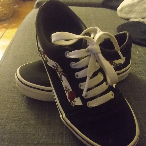 vans with roses on the side